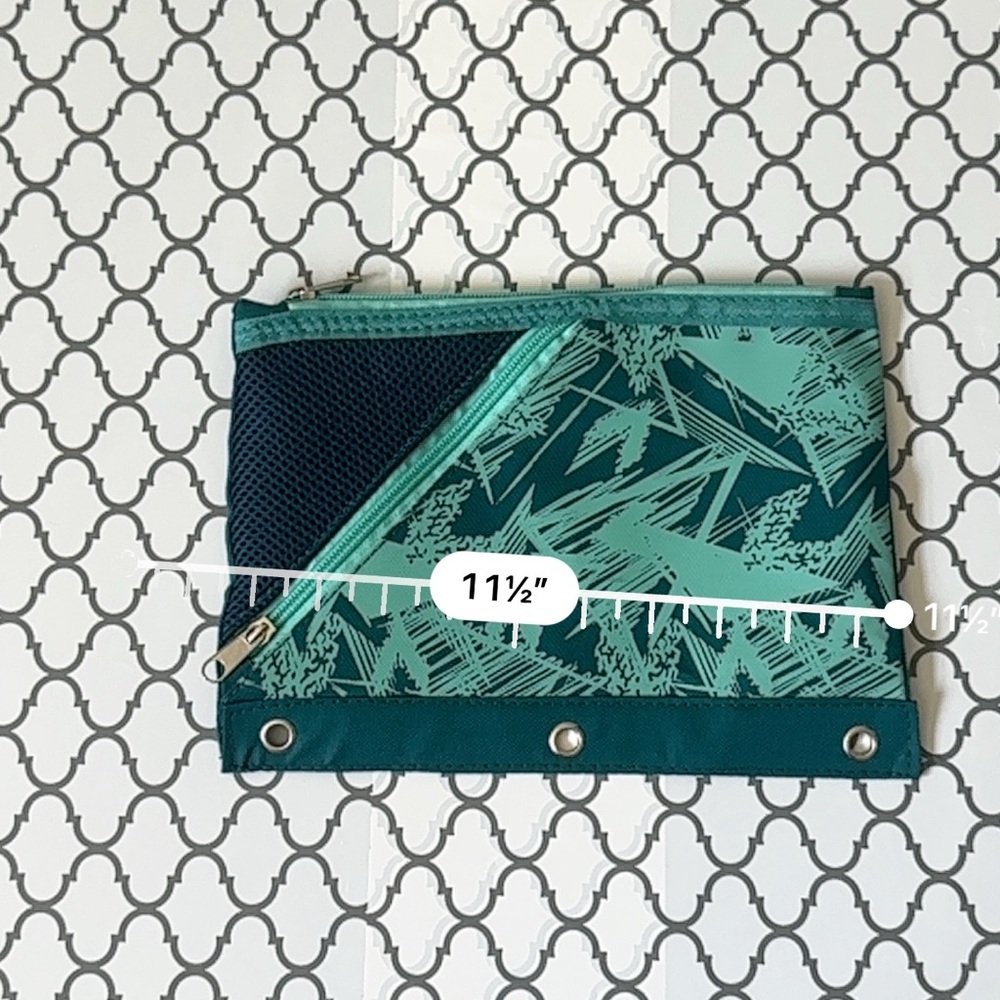 Teal and Green Zippered Pouch - Picture 3 of 3